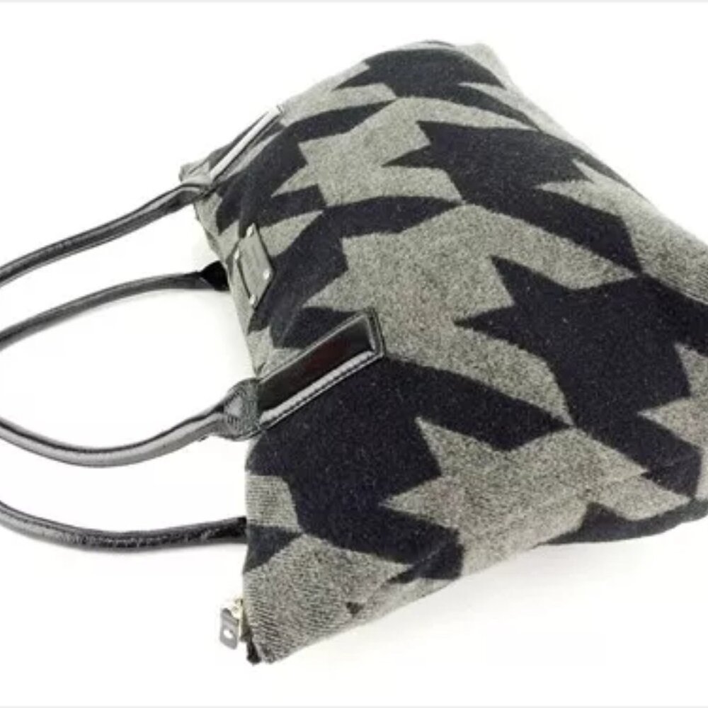 Kate Spade Tote bag Black Grey Enamel leather felt unisex Authentic - Picture 5 of 8
